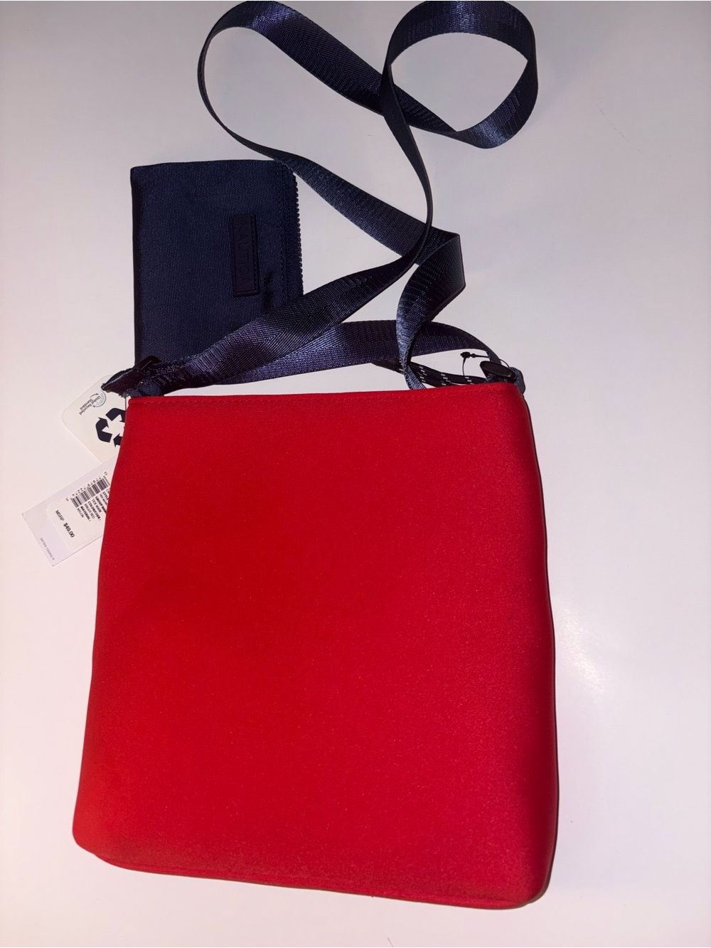 Nautica Red Crossbody with Navy Strap and Logo - Picture 2 of 2